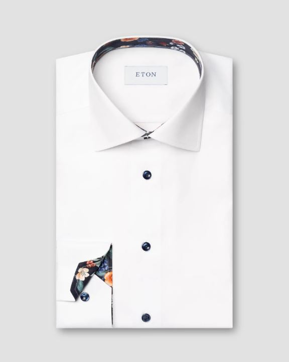 Eton Slim Fit Dress Shirt With Floral Details
