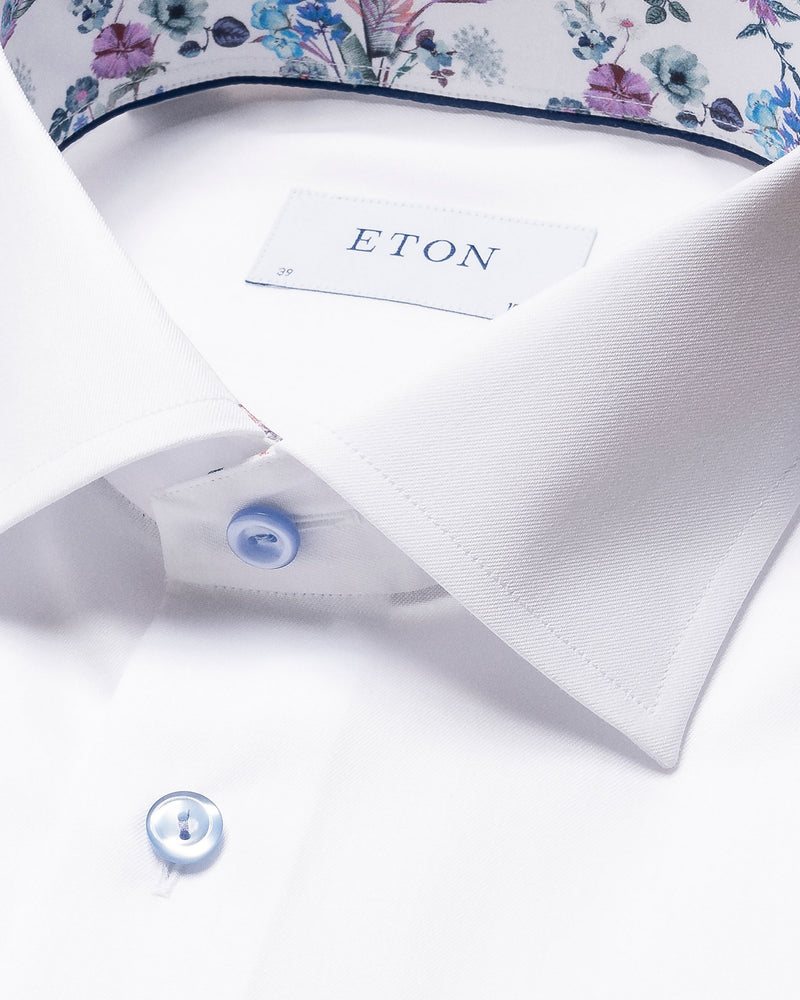 Eton Contemp. Solid Floral Print Effect
