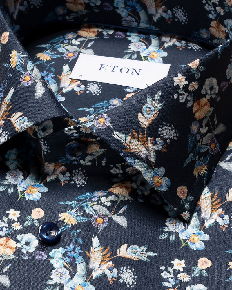 Eton Slim Fit Floral Print Twill Shirt