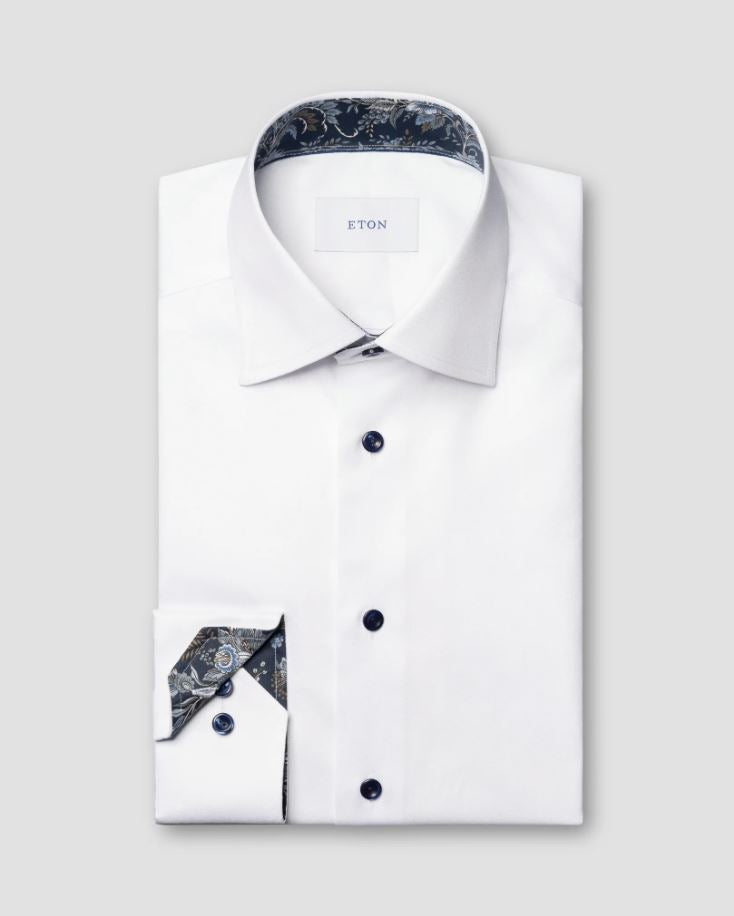 Eton Slim Floral Effect Signature Twill Shirt