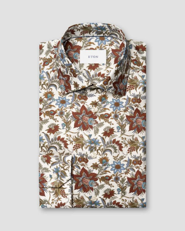 Eton Contemporary Floral Print Signature Twill Shirt