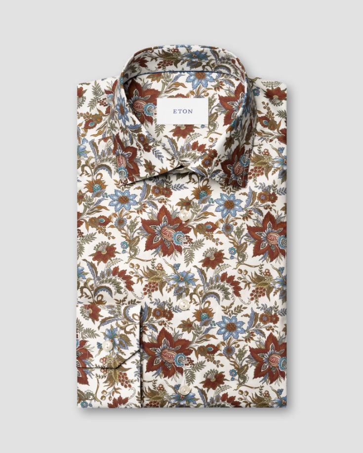 Eton Contemporary Floral Print Signature Twill Shirt