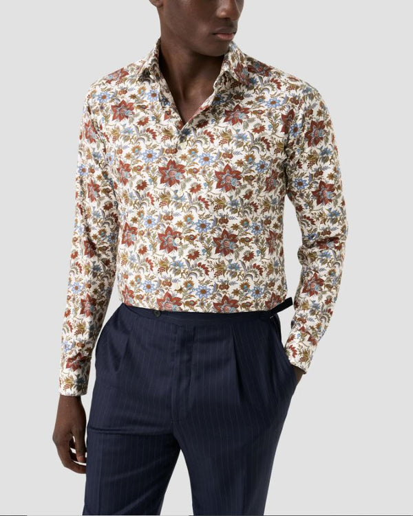 Eton Contemporary Floral Print Signature Twill Shirt
