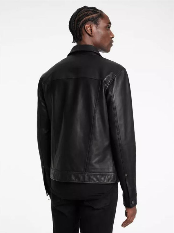 John Varvatos TERRANCE LEATHER TRUCKER JACKET