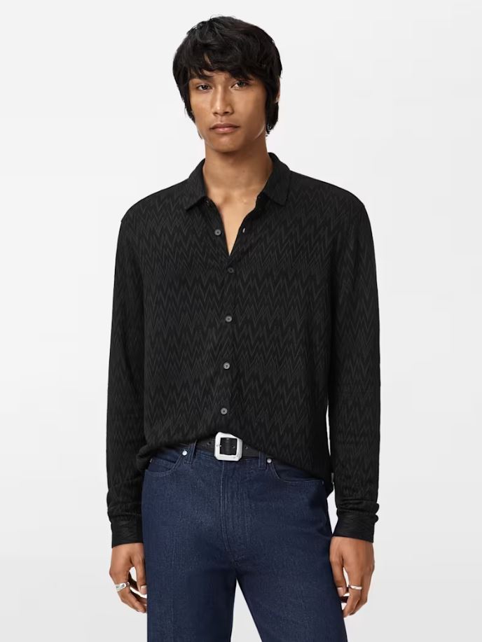 John Varvatos Herrigbone Jacquard Button Down