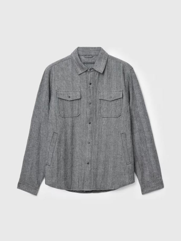 John Varvatos Herringbone Snap Shirt Jacket