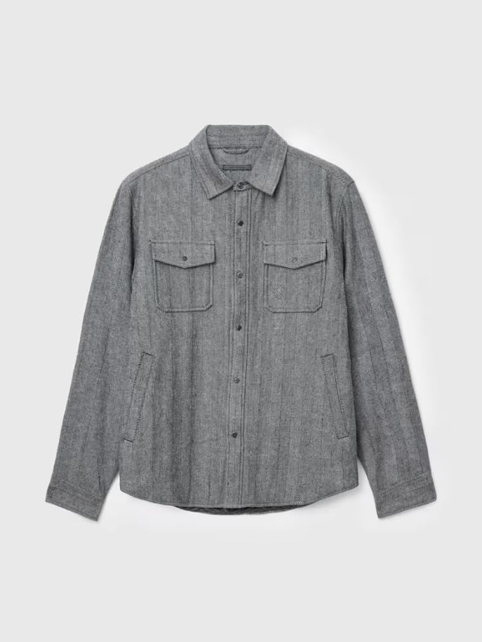 John Varvatos Herringbone Snap Shirt Jacket