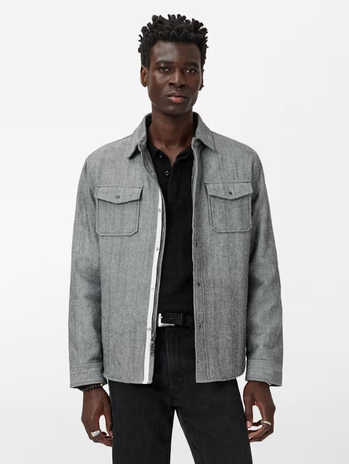 John Varvatos Herringbone Snap Shirt Jacket