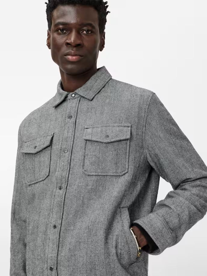 John Varvatos Herringbone Snap Shirt Jacket