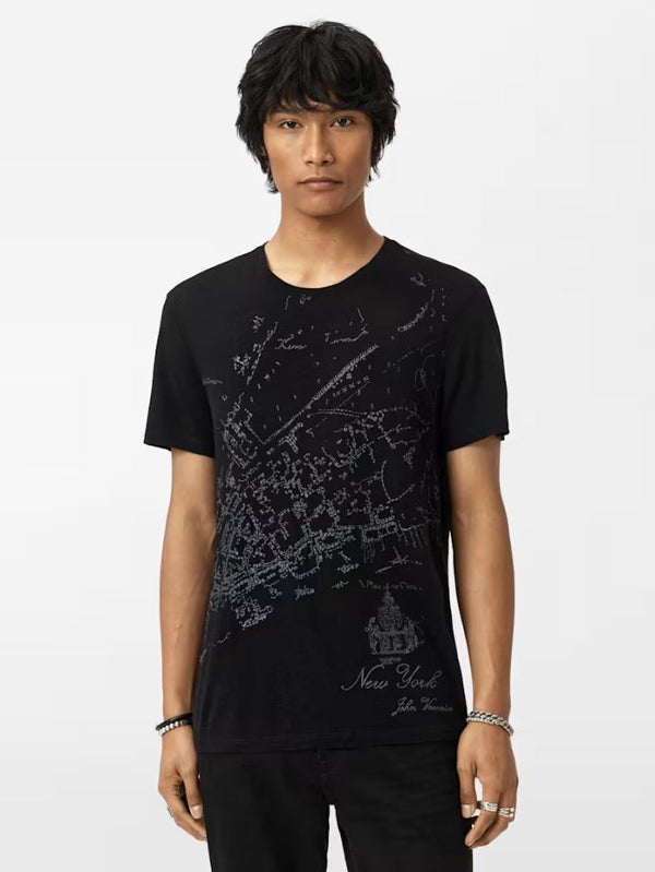 John Varvatos Embroidered Map T