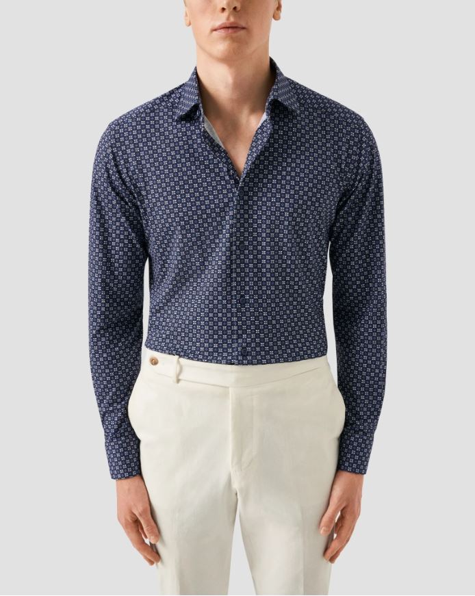Eton Slim Medallion Print 4-Flex