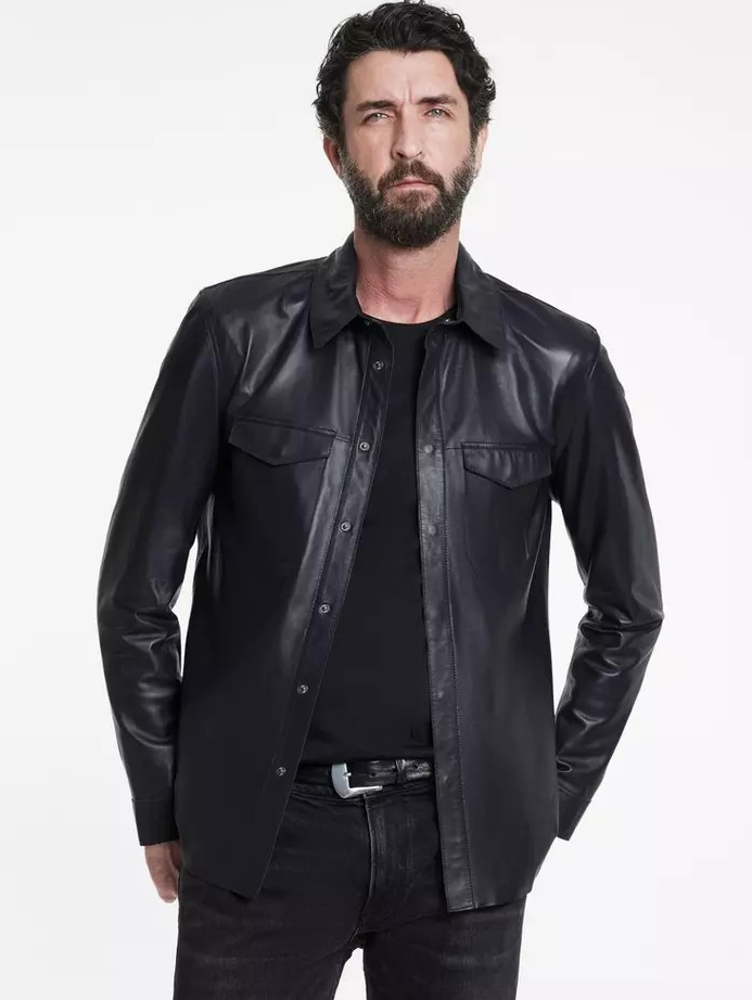 John Varvatos TRAVIS LEATHER SHIRT JACKET
