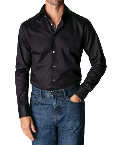 Eton Comtemporary Black Stretch Twill