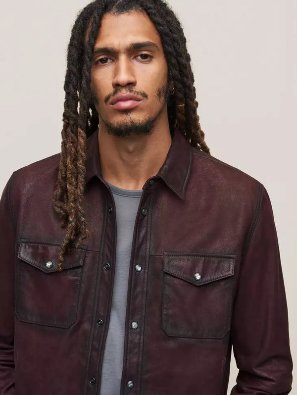 John Varvatos Lionel Leather Shirt Jacket