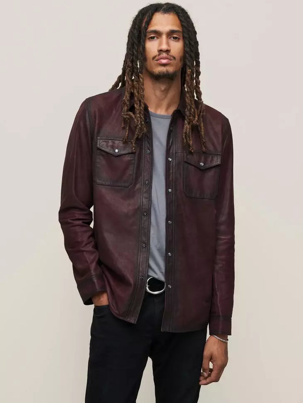 John Varvatos Lionel Leather Shirt Jacket